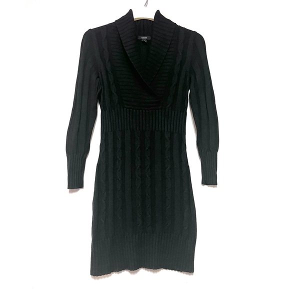Alfani Womens Sweater Dress Silk Angora Blend Chunky Cable Knit Black Small - Picture 1 of 11